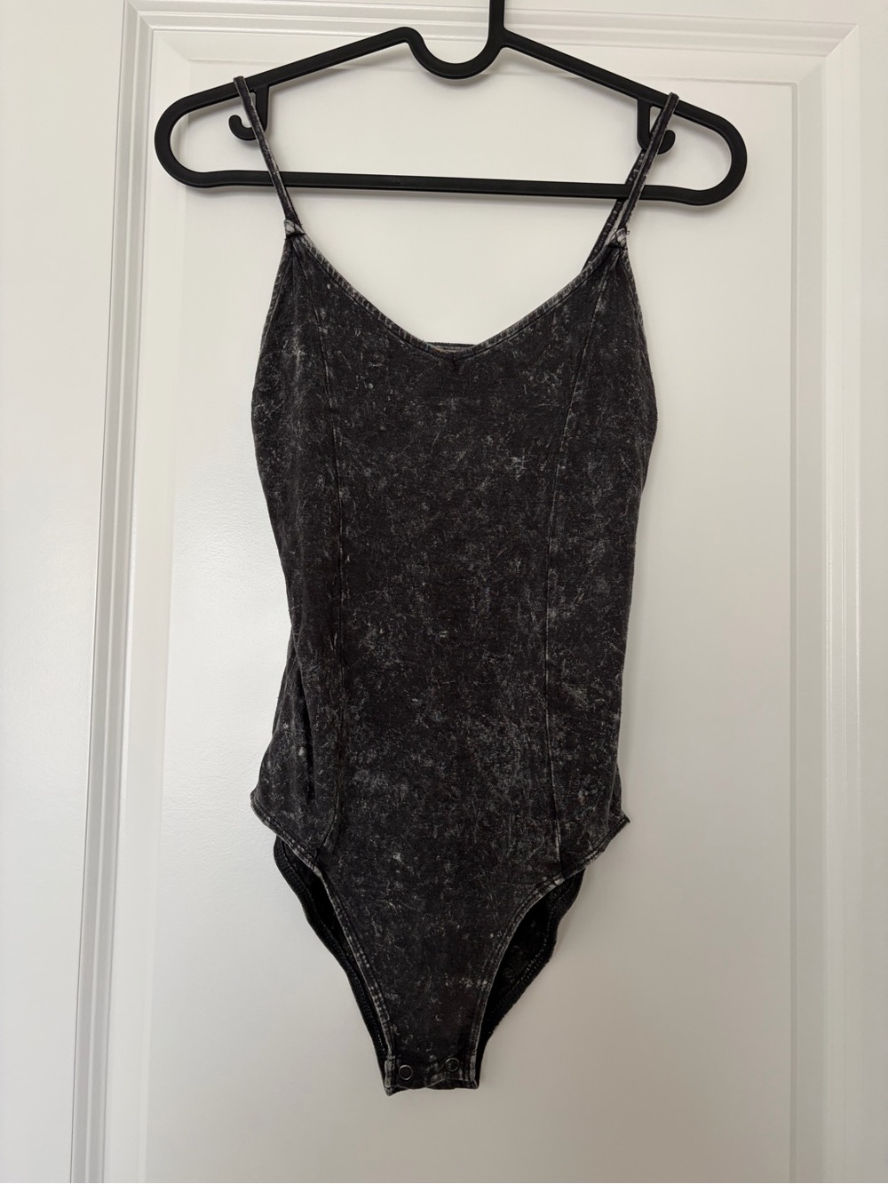 American Eagle Black Acid Wash Strappy Back Bodysuit XS